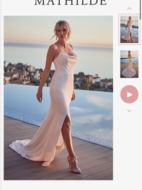 Mathilde Women's Satin Slip Wedding Dress in Blush